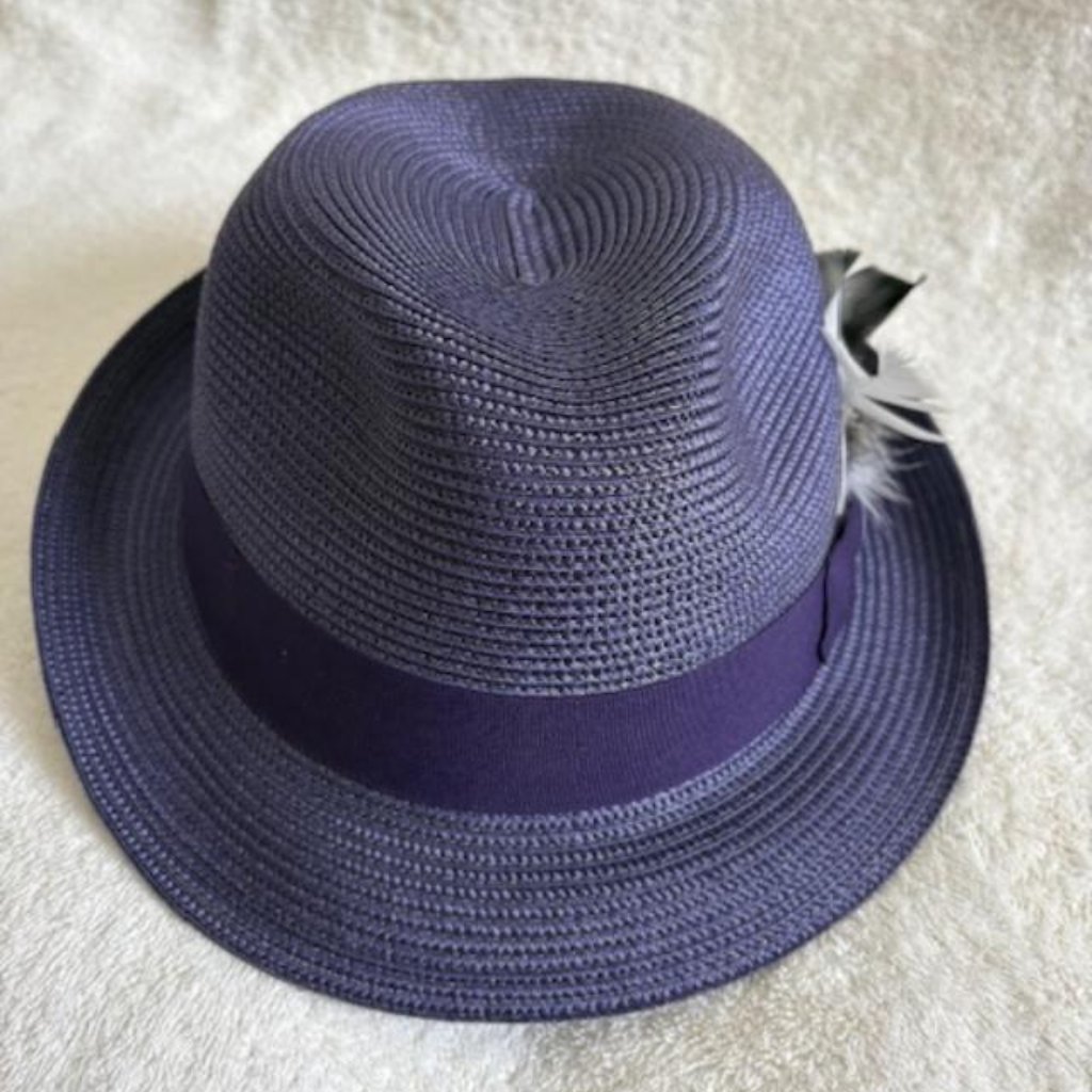 Stacy Adams Purple Belmont Fedora Poly Braid Pinch Front Hat Sz Large 7 1/4